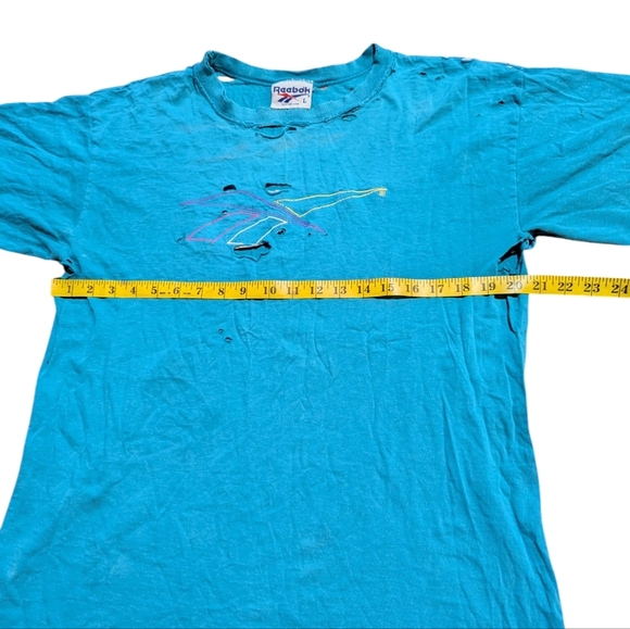 Vintage 90s Reebok Thrashed Single Stitch T Shirt Retro Large 80s Grunge - Picture 9 of 10